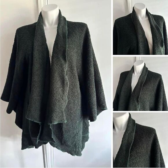 Green/Black Courtney Washington Fuzzy Cardigan/Cape/Jacket, One Size - Picture 1 of 8
